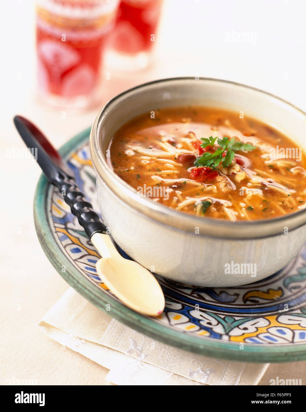 Chorba: Marokkanische Suppe Stockfoto