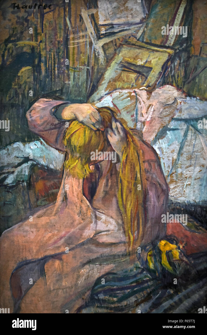 Femme Se Coiffant. Celle Qui Se Champangner - Frau ihr Haar kämmen. Einer dieser comb1891 Henri de Toulouse-Lautrec 1864-1901 Frankreich Französisch Stockfoto