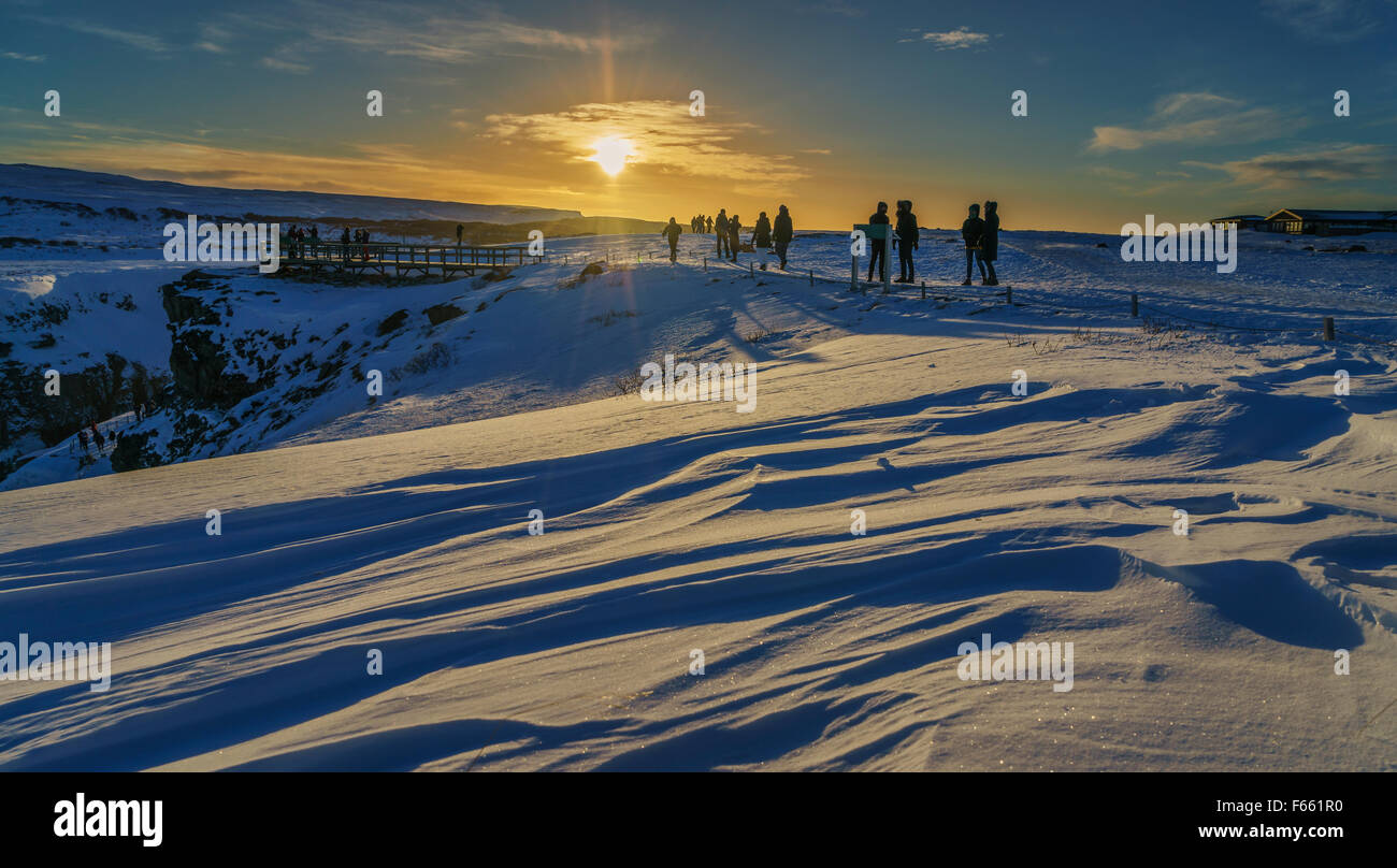 Gullfoss Wasserfall im Winter Island Stockfoto