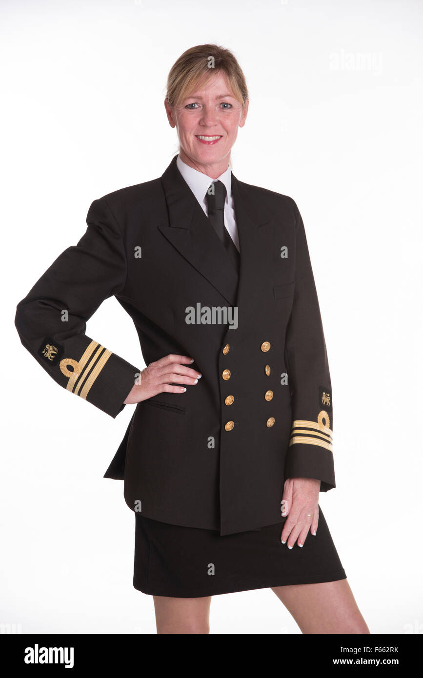 Weibchen Lt Commander Marine-Offizier in uniform Stockfoto