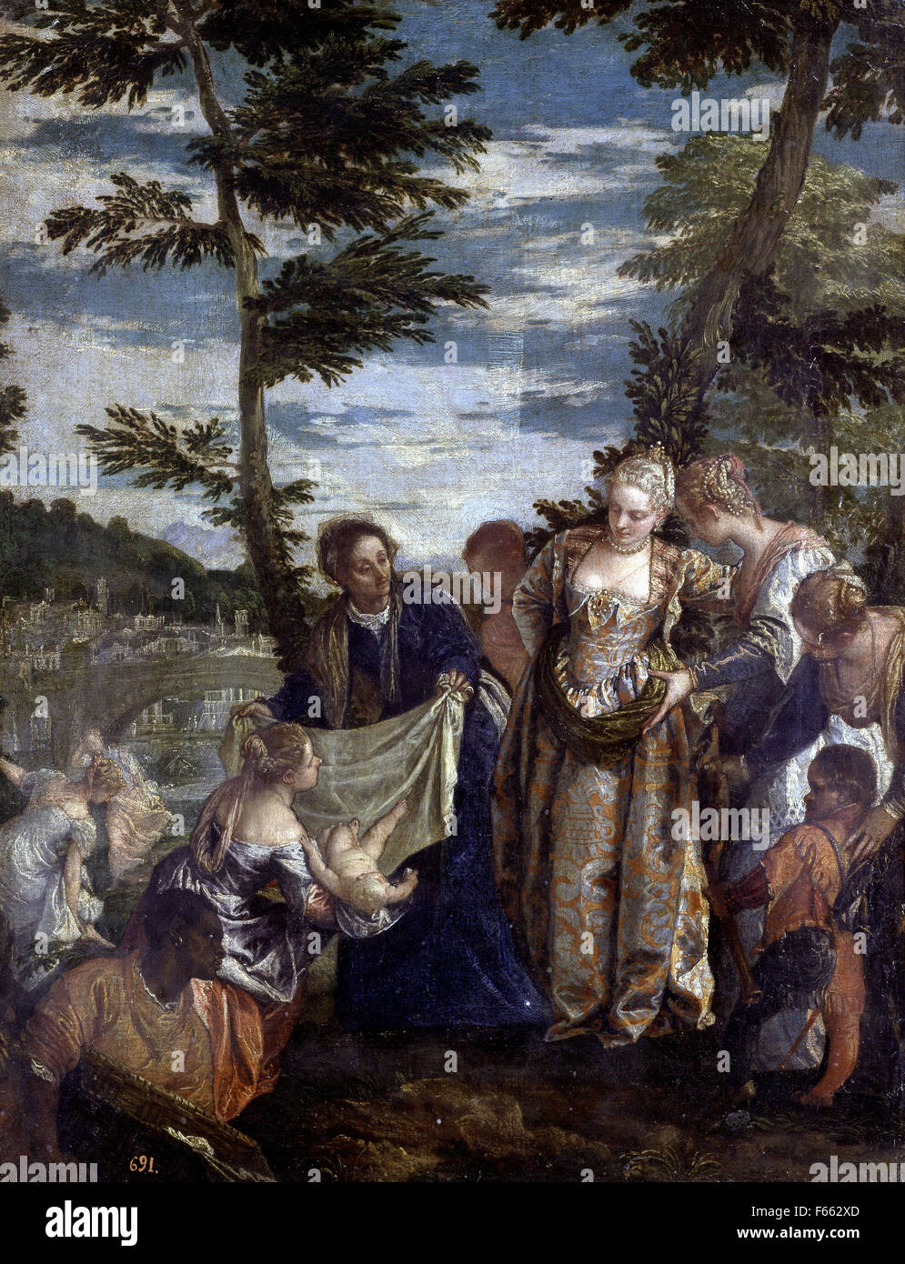 Paolo Veronese - gespeichert Moses aus dem Wasser des Nil - Museo del Prado Stockfoto