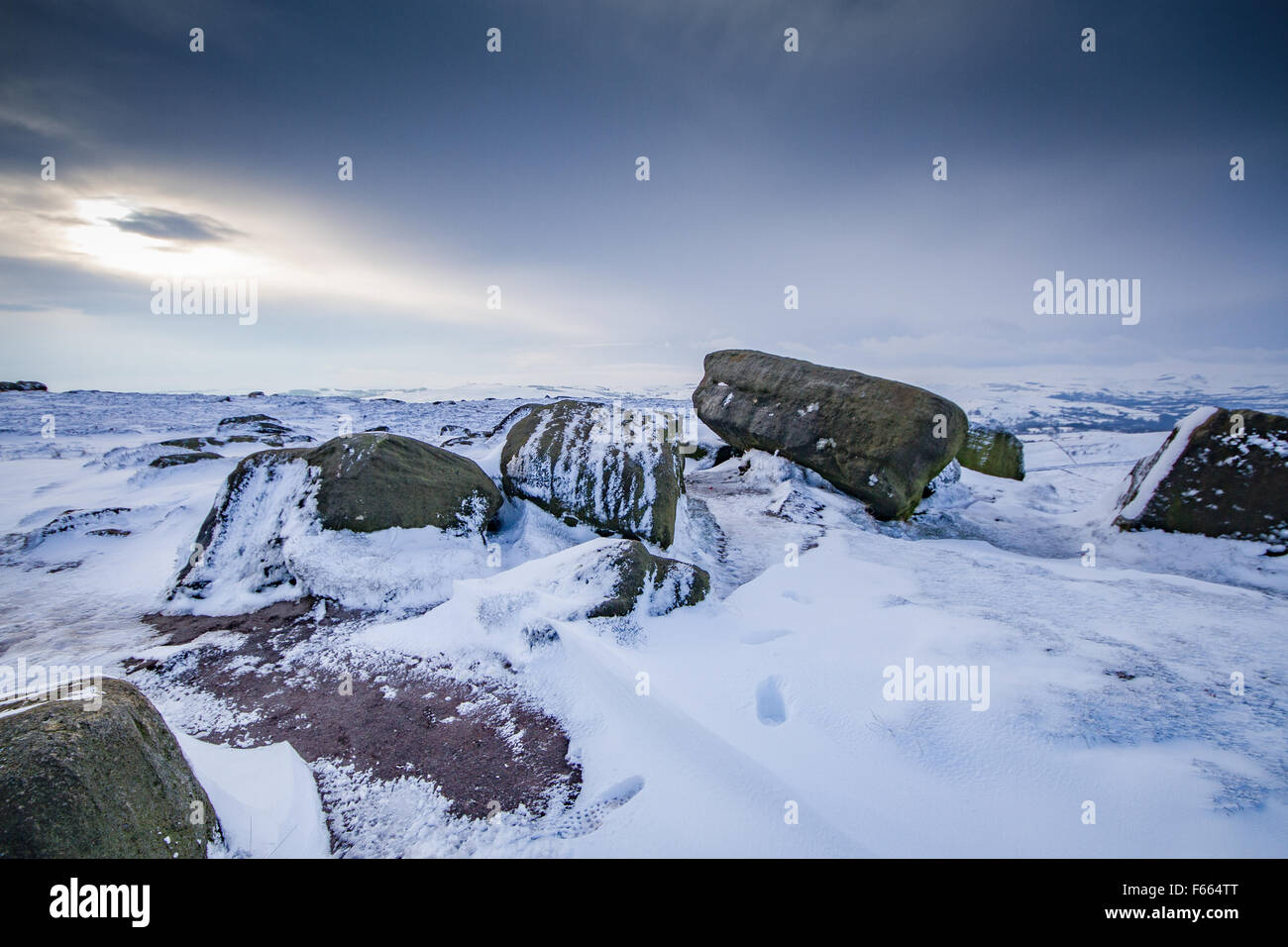 Derbyshire Peak District im Schnee Stockfoto