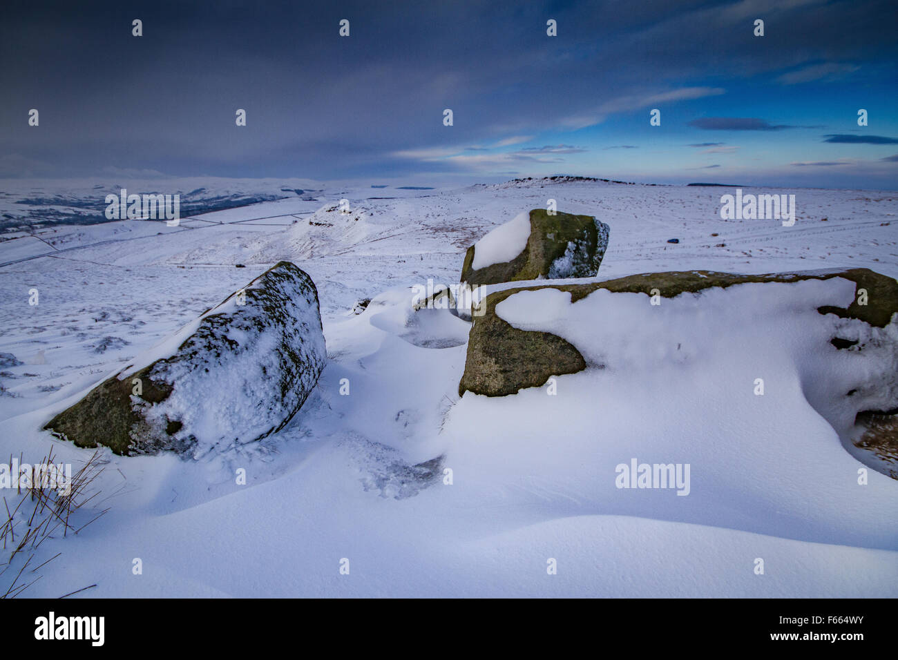 Derbyshire Peak District im Schnee Stockfoto