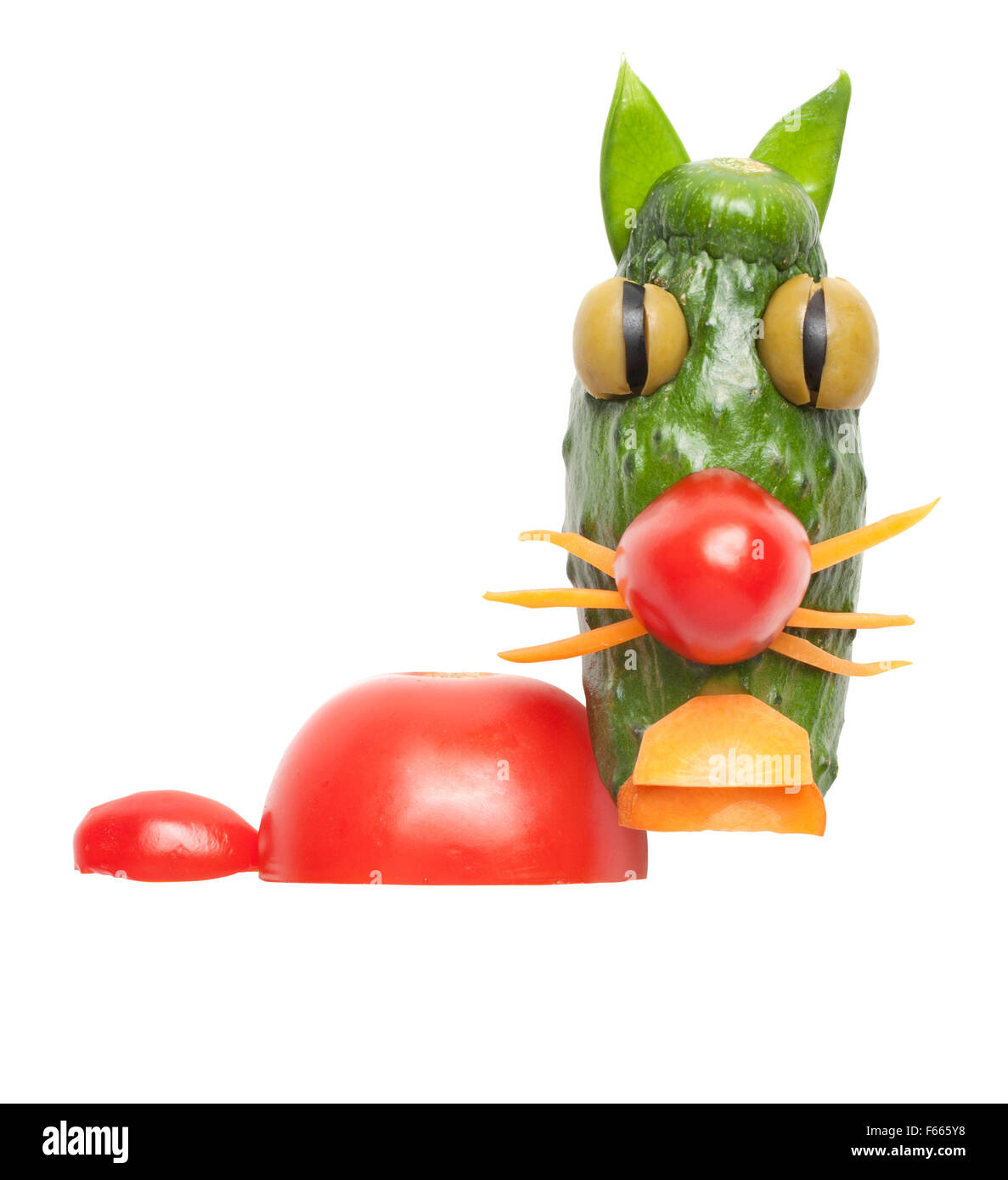 Lustige Katze gemacht von Gemüse Stockfoto