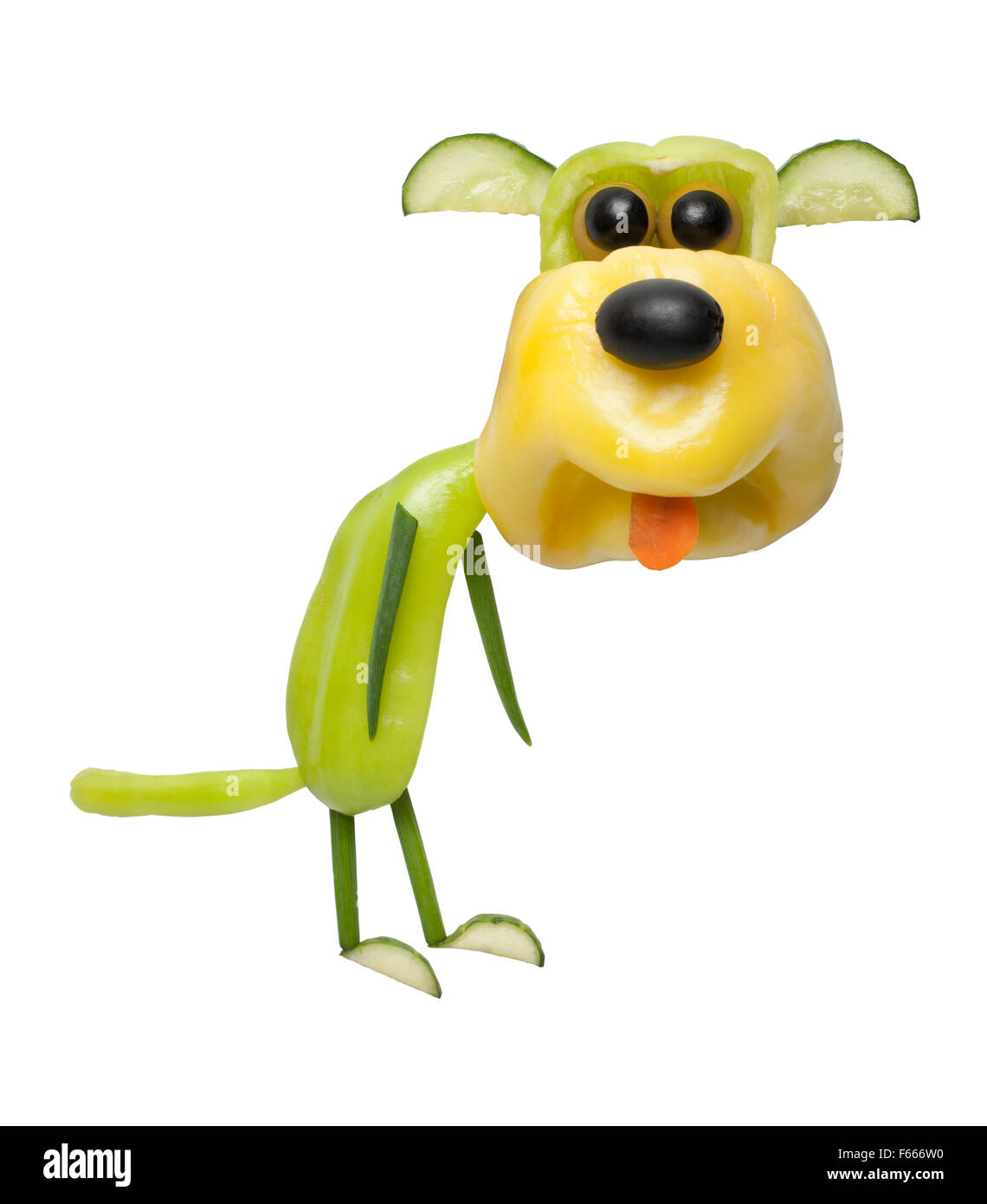 Lustige Hund aus Pfeffer, Zwiebeln und Oliven Stockfotografie - Alamy