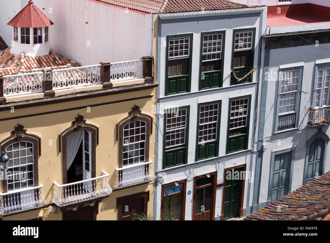 Fußgängerzone in Santa Cruz De La Palma, Calle Anselmo Pérez de Brito, Altstadt, La Palma Kanarische Insel Spanien Stockfoto