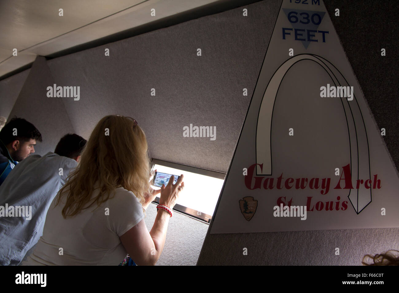 Gateway Arch, eine "Journey to the Top"-Tour, mit unvergesslichen Ausblicken, St. Louis, MO Stockfoto