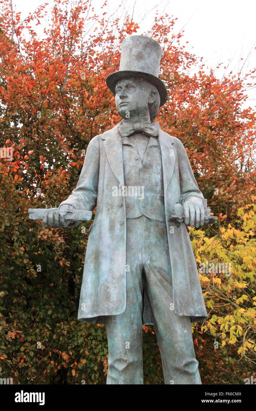 Isambard Kingdom Brunel Statue, Neyland Waterfront, Pembrokeshire, Dyfed, Wales, Großbritannien, Vereinigtes Königreich UK, Europa Stockfoto