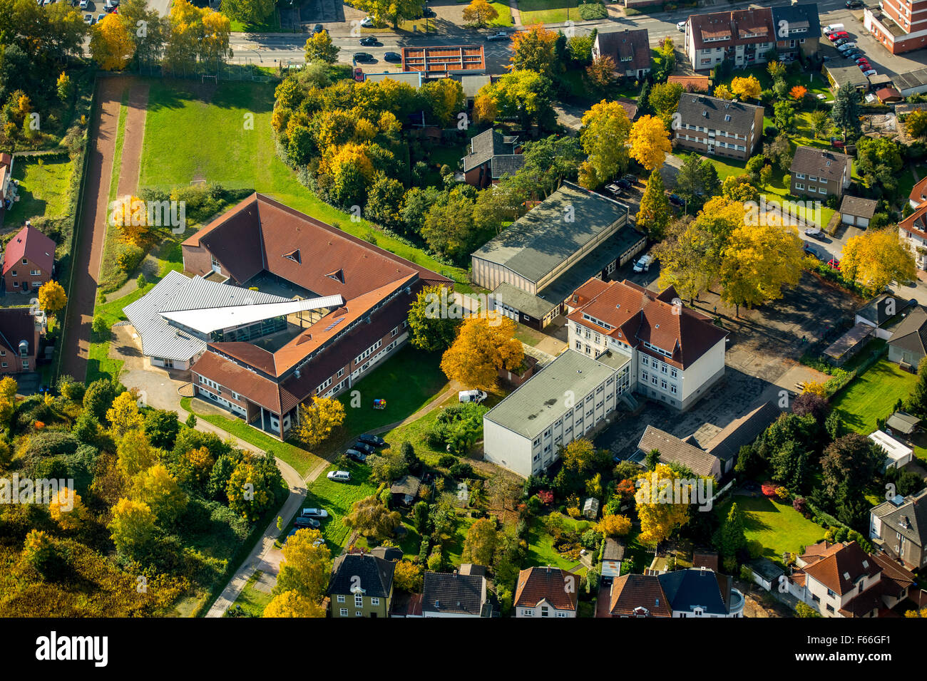 Falkschule Herringen, Falk Schule Herringen, Sekundarstufe 1, Herringen, Hamm, Ruhrgebiet, Nordrhein-Westfalen, Deutschland, Europa, Stockfoto