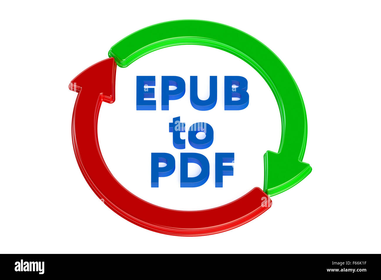 Umwandlung von Epub Pdf Konzept isoliert auf weißem Hintergrund Stockfoto