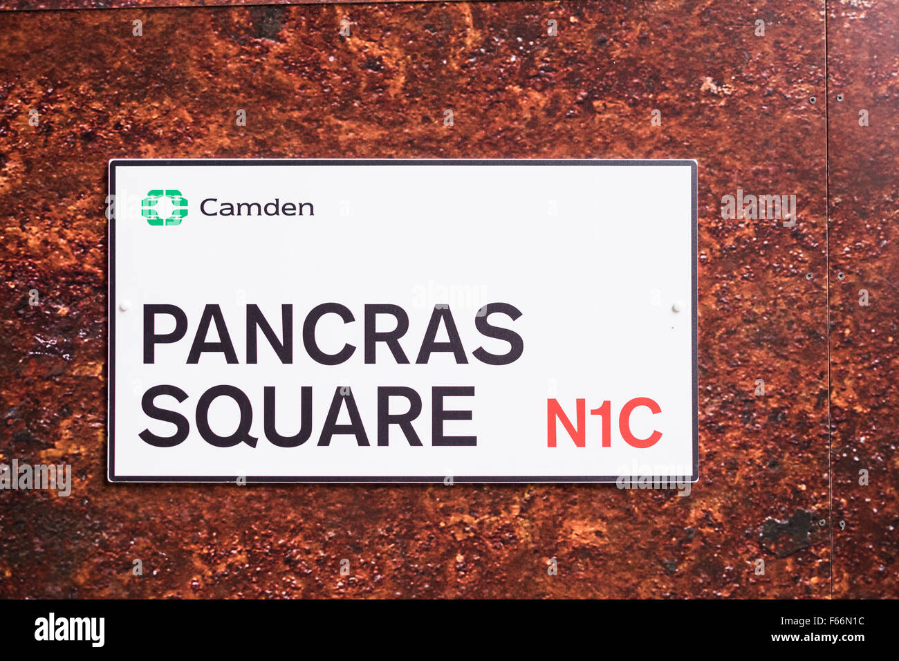 Straßenschild, Pancras Square Entwicklung, London, England, Vereinigtes Königreich Stockfoto