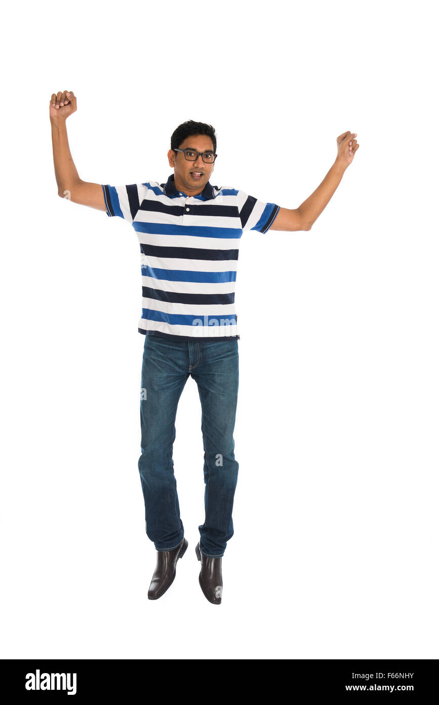 indische Männer springen in Freude Stockfoto