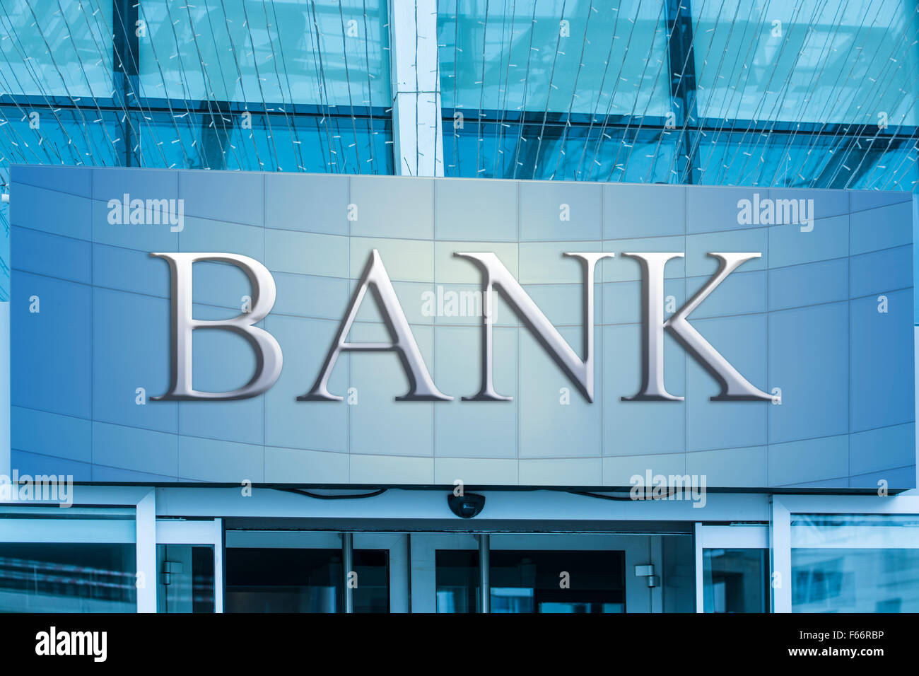 Bankgebäude mit text Stockfoto