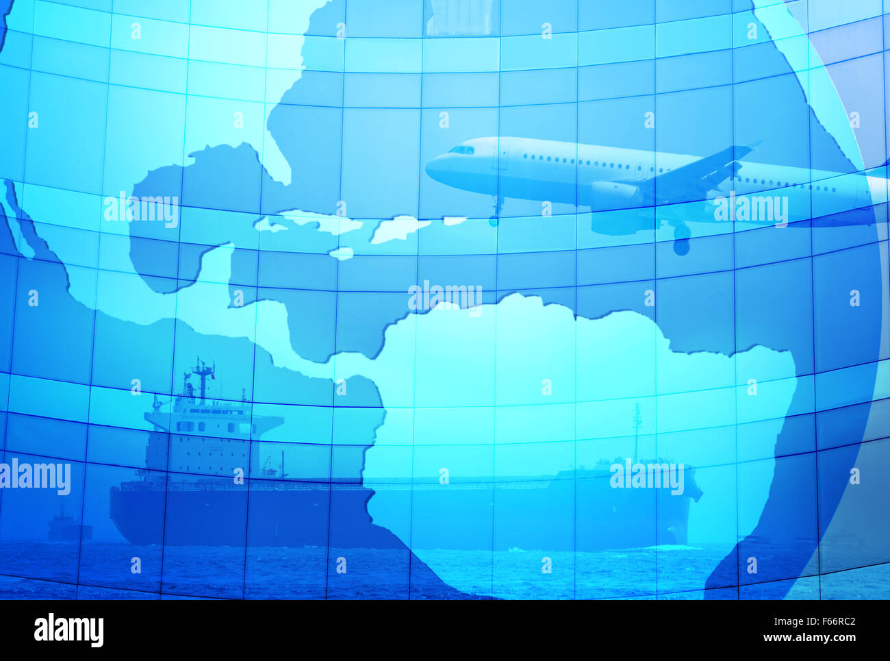 Hintergrund blau internationale Transporte Stockfoto