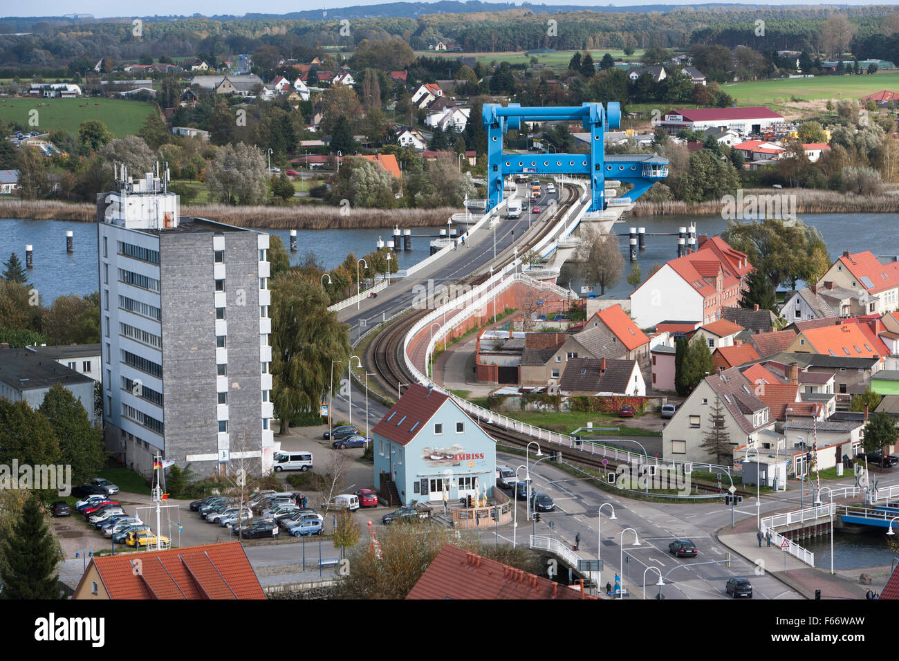 Luftbild, Wolgast, Landkreis Vorpommern-Greifswald, Mecklenburg Vorpommern, Deutschland Stockfoto
