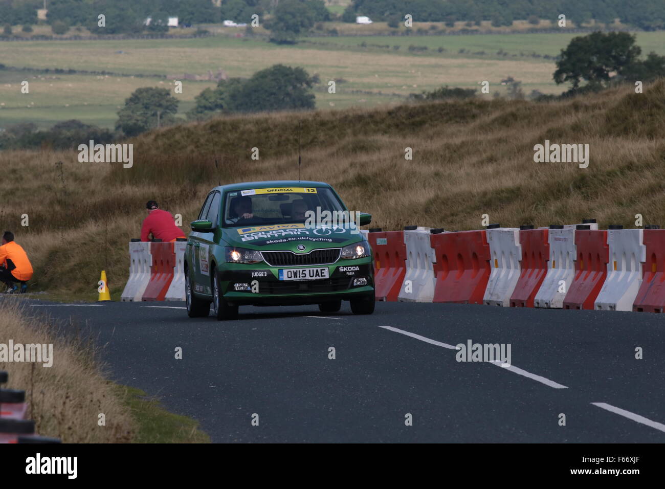 Ein Bild im die Cycling Tour of Britain Pendle, Gisburnund, Barnoldswick und Colne Bereiche durchlaufen. Stockfoto