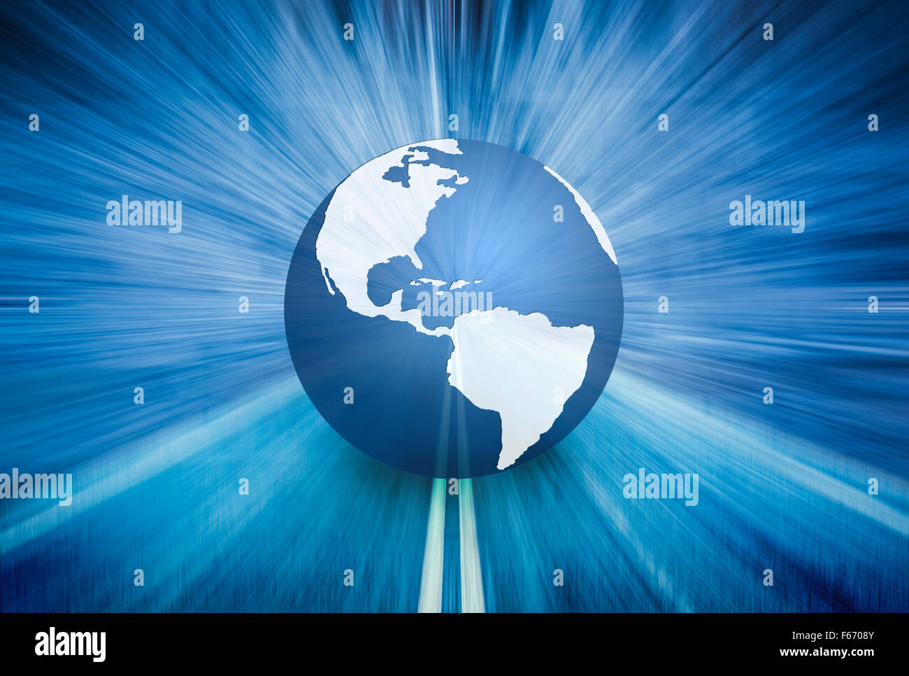 Weltweite Erreichbarkeit auf blau Straße Hintergrund Stockfoto