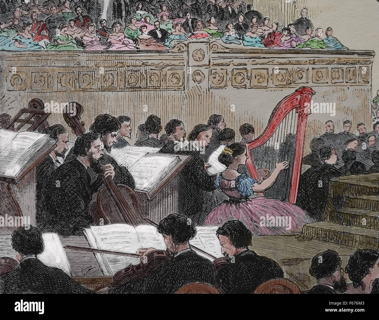 Europa. Ungarn. Orchesta. Gravur. des 19. Jahrhunderts. Farbe. Stockfoto