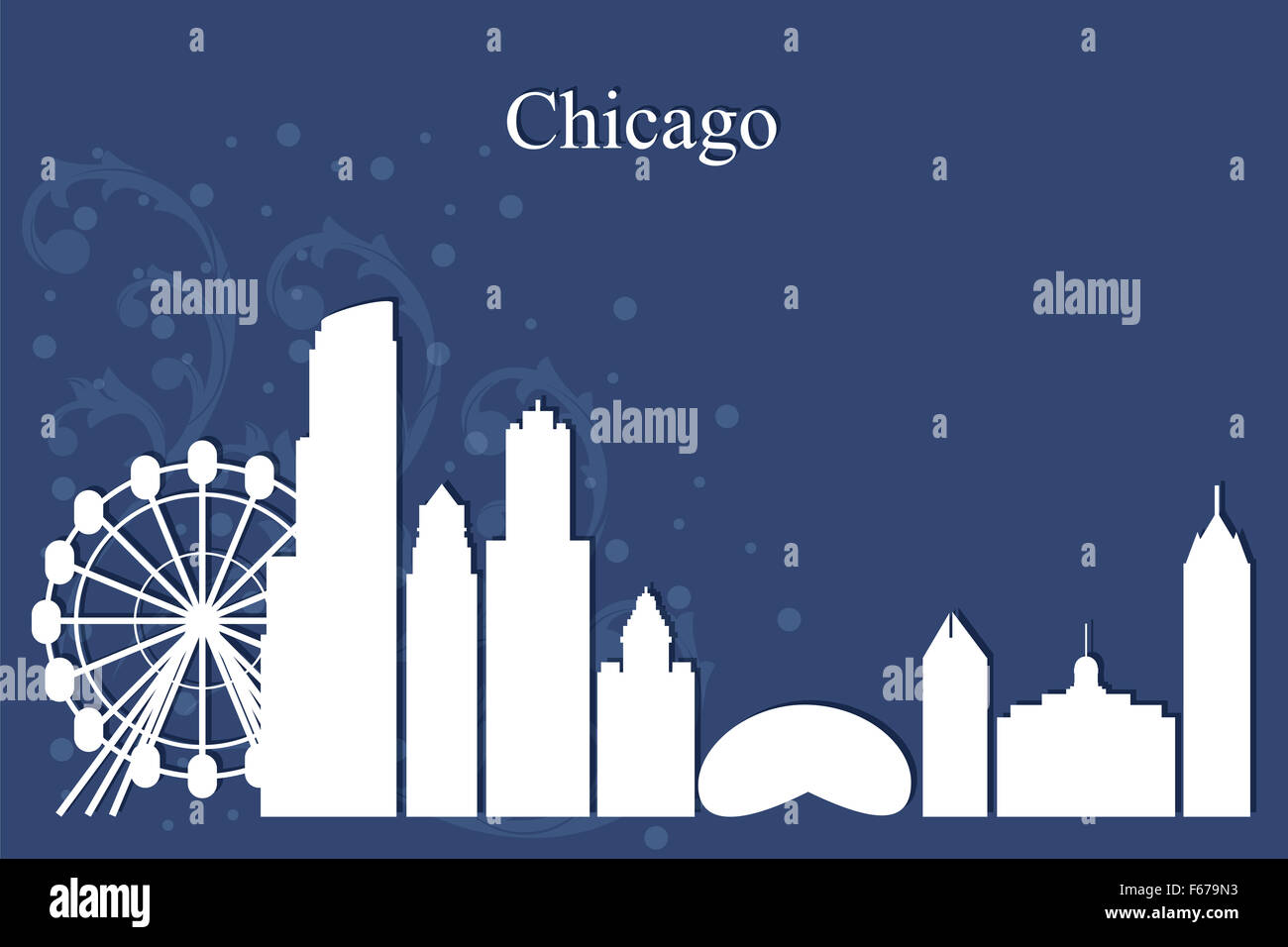 Chicago Skyline Stadtsilhouette auf blauem Hintergrund Stockfoto