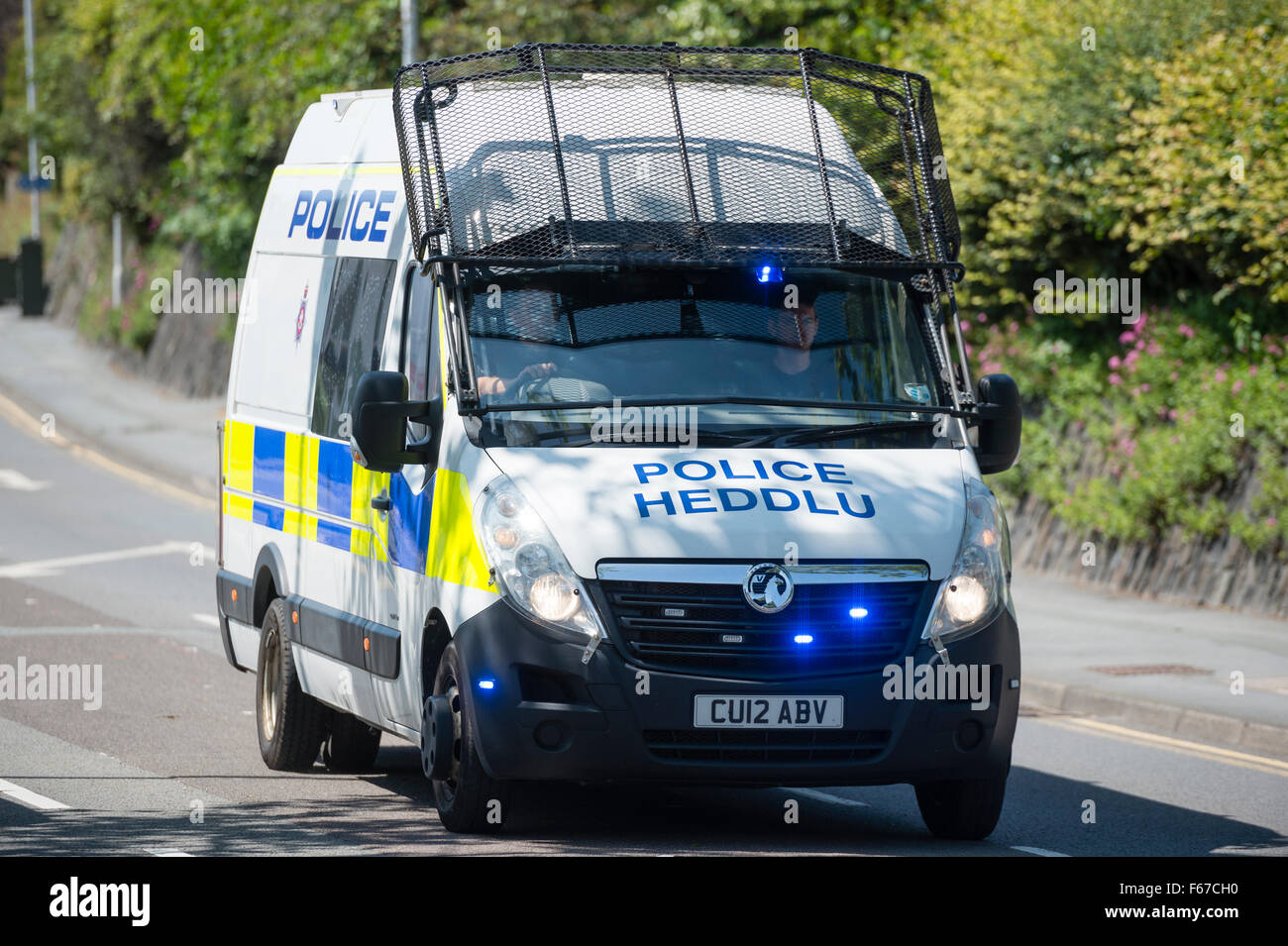 Ein walisischer Polizei "Heddlu Dyfed Powys" Vauxhall van, Wales UK Stockfoto