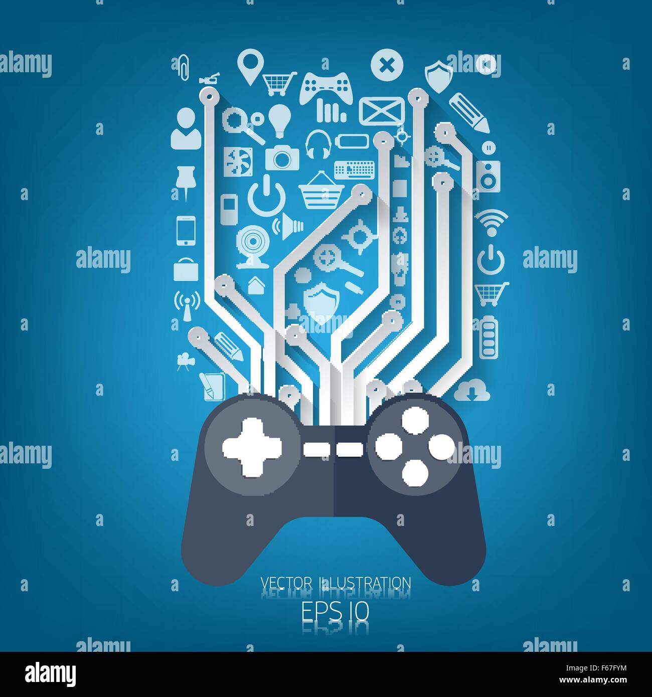 Flache Joystick Symbol Gaming Hintergrund Stock Vektorgrafik Alamy