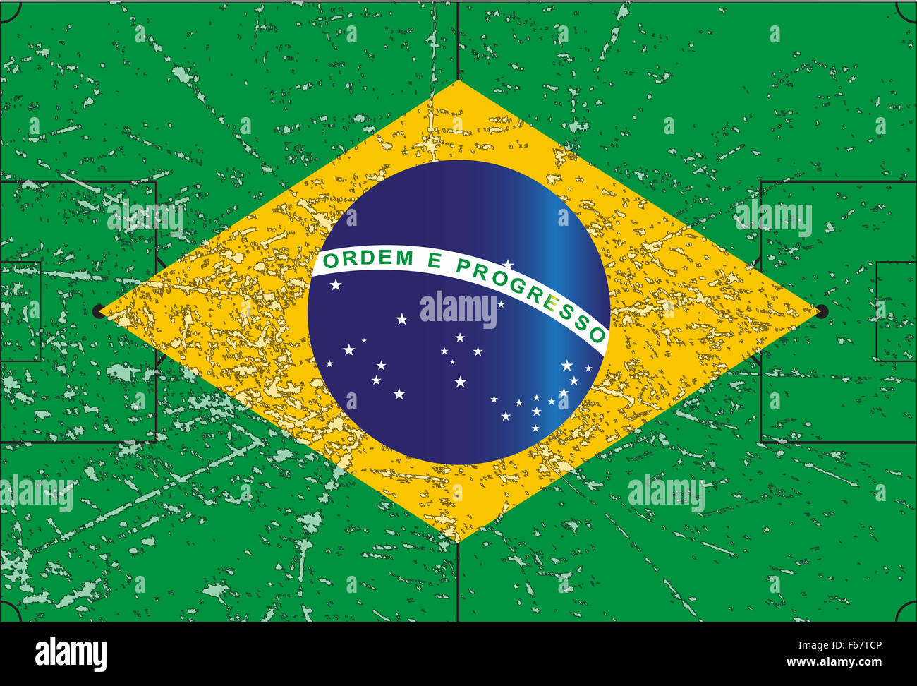 Ein Brasilien Fußball Fahne Design mit einem grunge Stockfoto