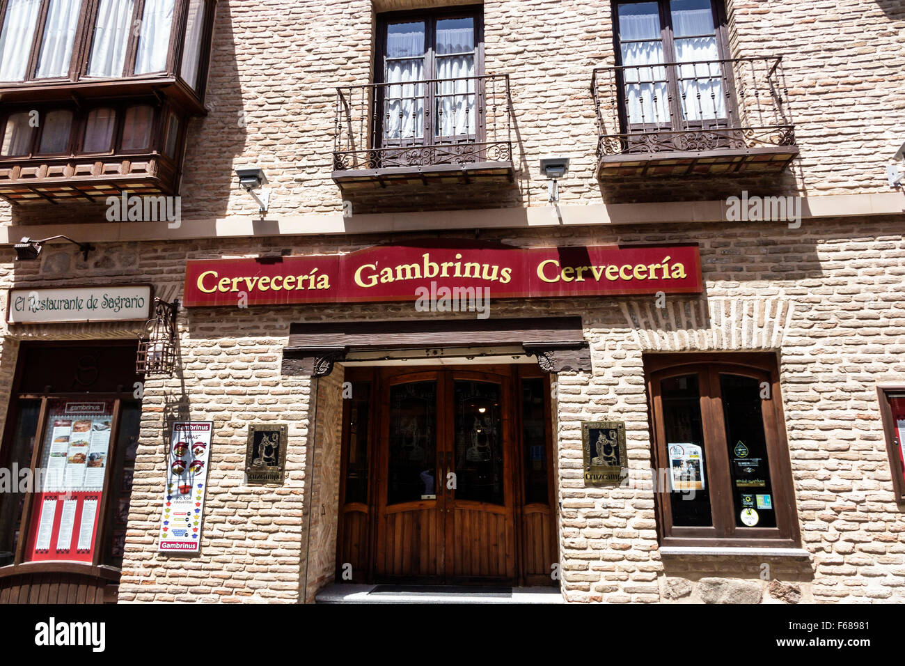 Toledo Spanien, Europa, Spanisch, Hispanic Cerveceria Gambrinus, Bar Lounge Pub, Restaurant Restaurants Essen Essen Essen Cafe Cafes, außen, vorne, Eingang Stockfoto