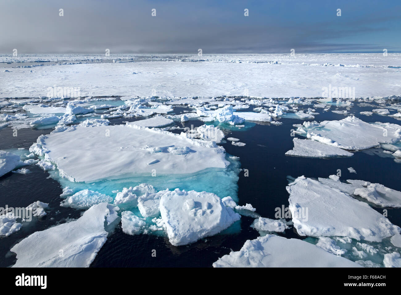 Eisschollen, Rand des Packeises, Nordpolarmeer, Spitzbergen Insel, Spitzbergen, Svalbard und Jan Mayen, Norwegen, Europa Stockfoto