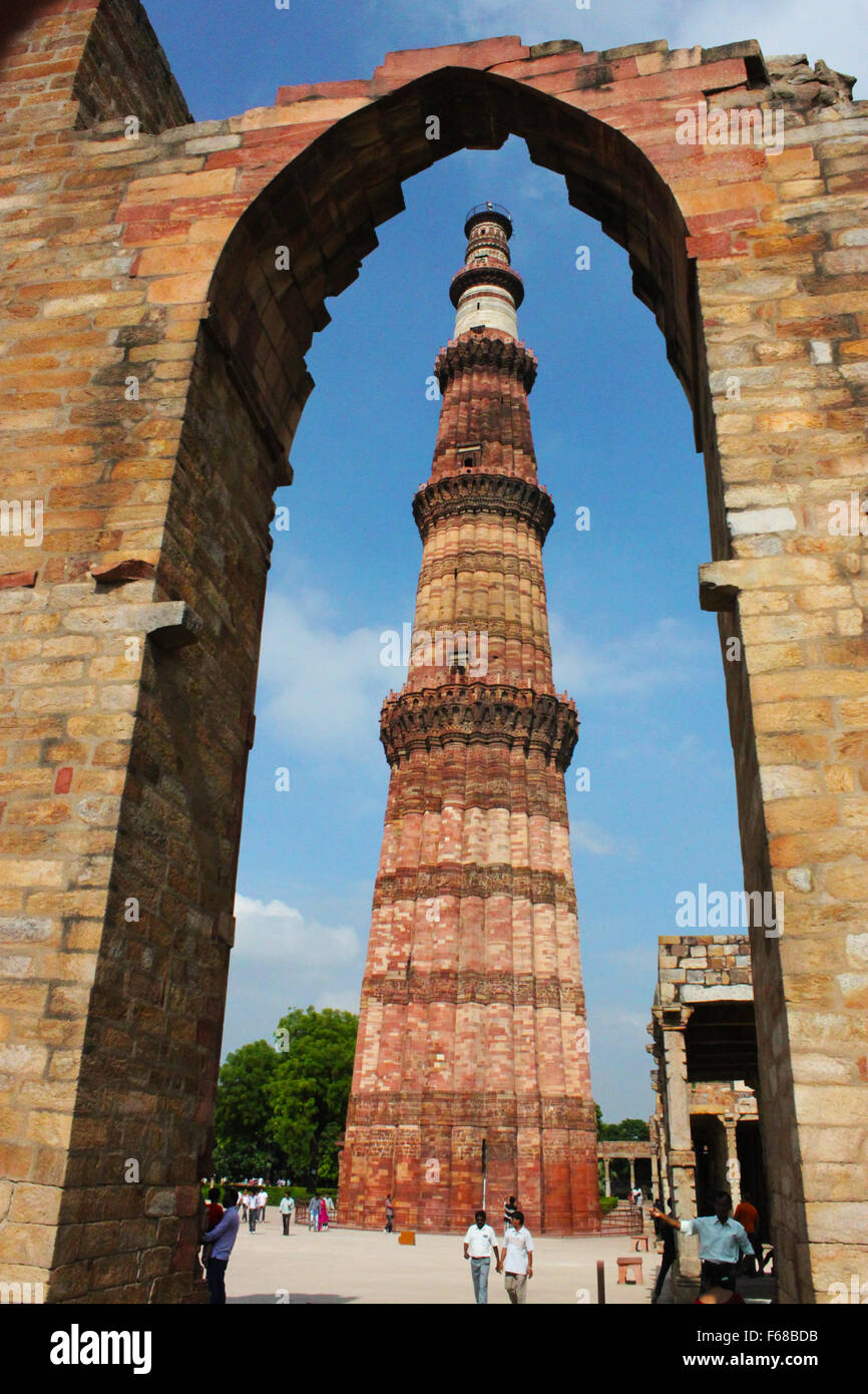 Qutab Minar Tower in Delhi, Indien Stockfoto