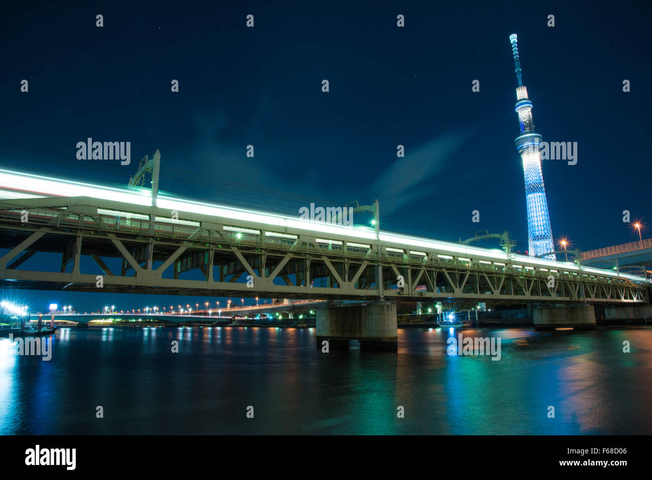 Tobu Linie Sumida River Bridge, Sumida-Fluss, Tokyo, Japan Stockfoto