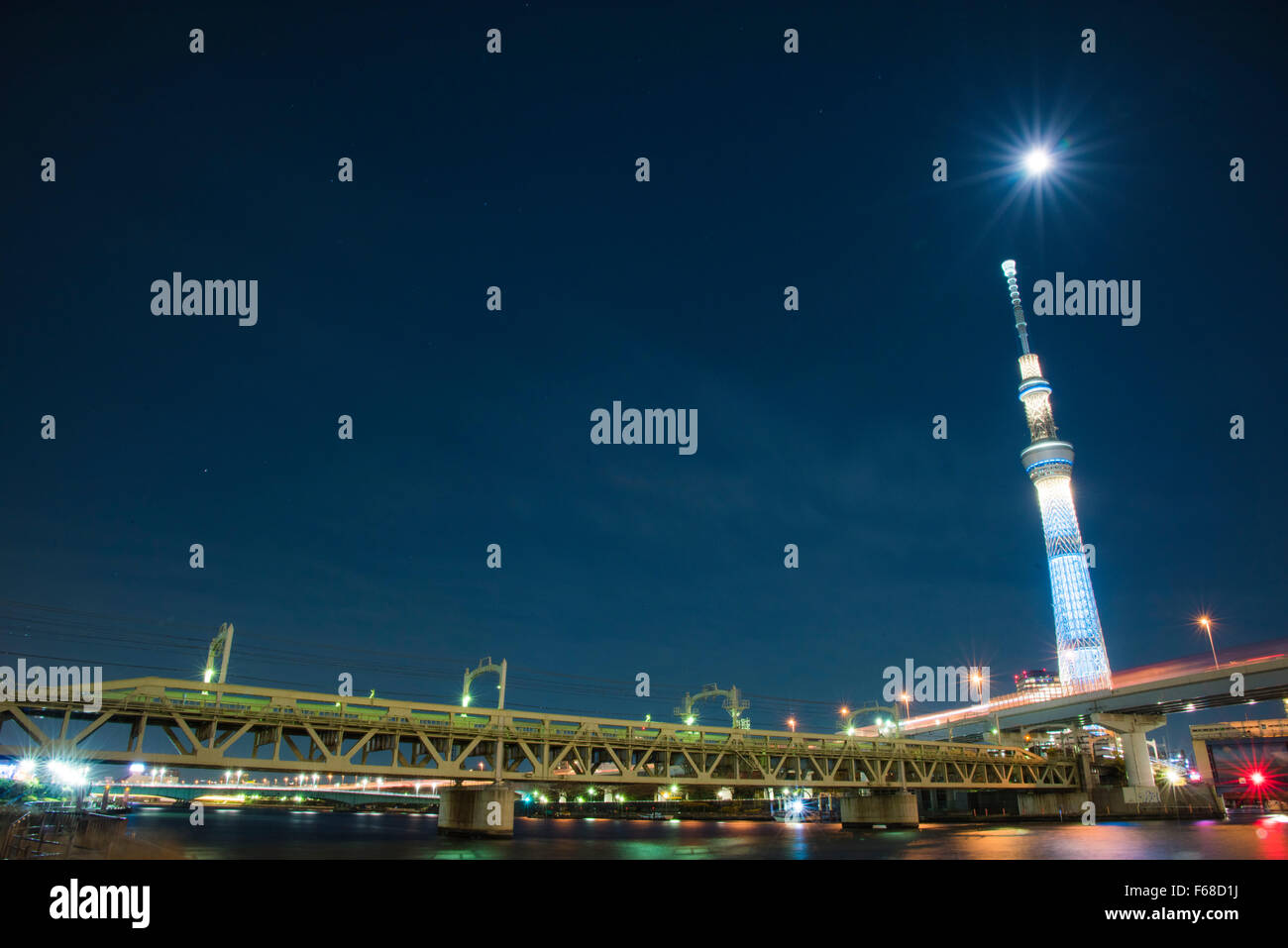 Tobu Linie Sumida River Bridge, Sumida-Fluss, Tokyo, Japan Stockfoto