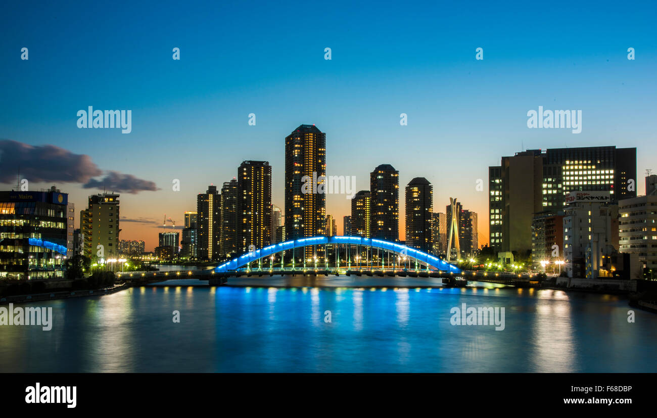 Eitaibashi Brücke, Sumida-Fluss, Tokyo, Japan Stockfoto