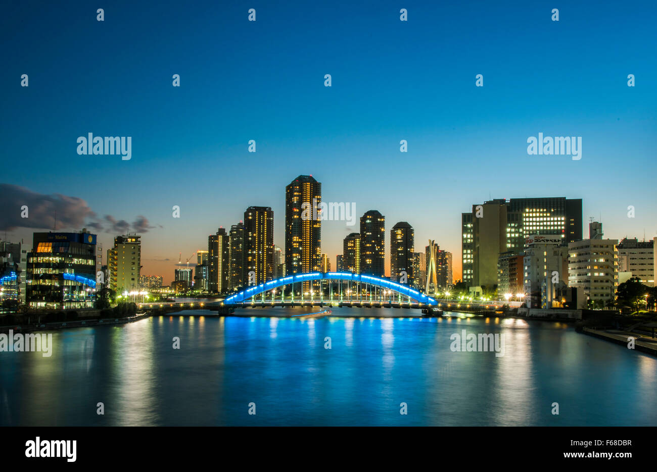 Eitaibashi Brücke, Sumida-Fluss, Tokyo, Japan Stockfoto