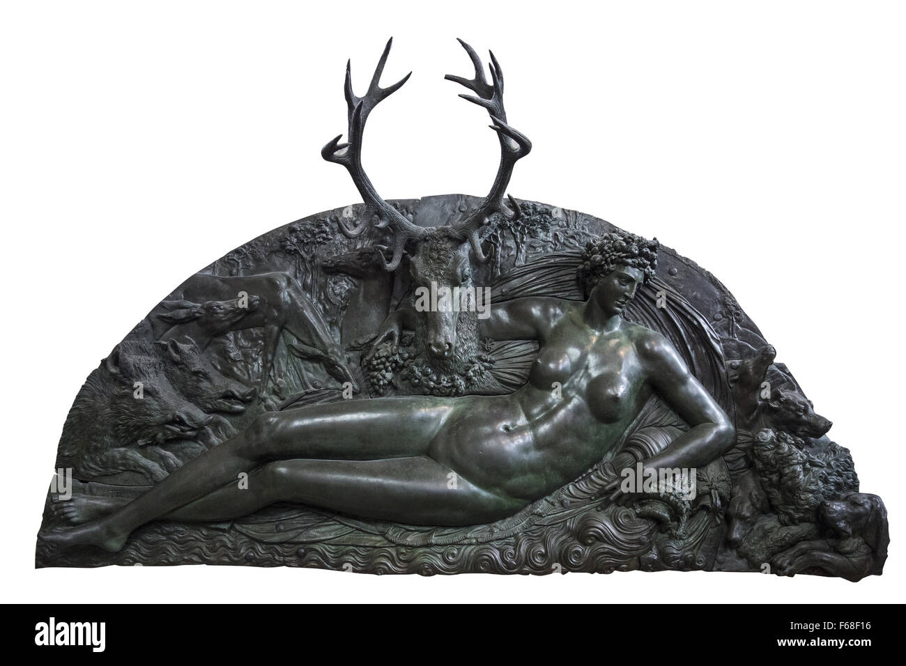 Fontainebleau, Frankreich - 15. August 2015: Details, Statue und Möbel zu Fontainebleau Palast (Chateau de Fontainebleau). Stockfoto