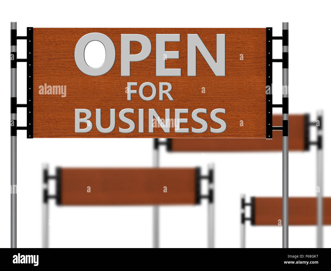 Geöffnet für Geschäft auf dem Billboard-Schild Stockfoto