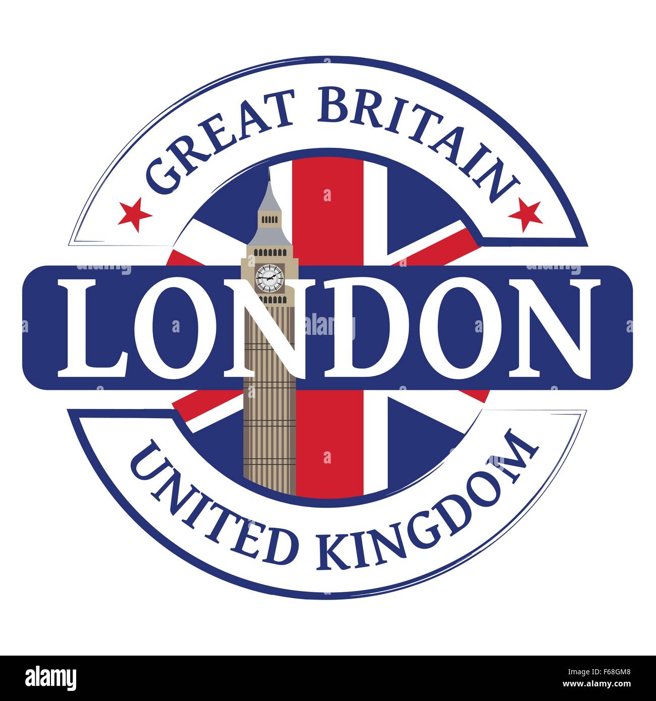 Stempel mit Big Ben und London Stock Vektor