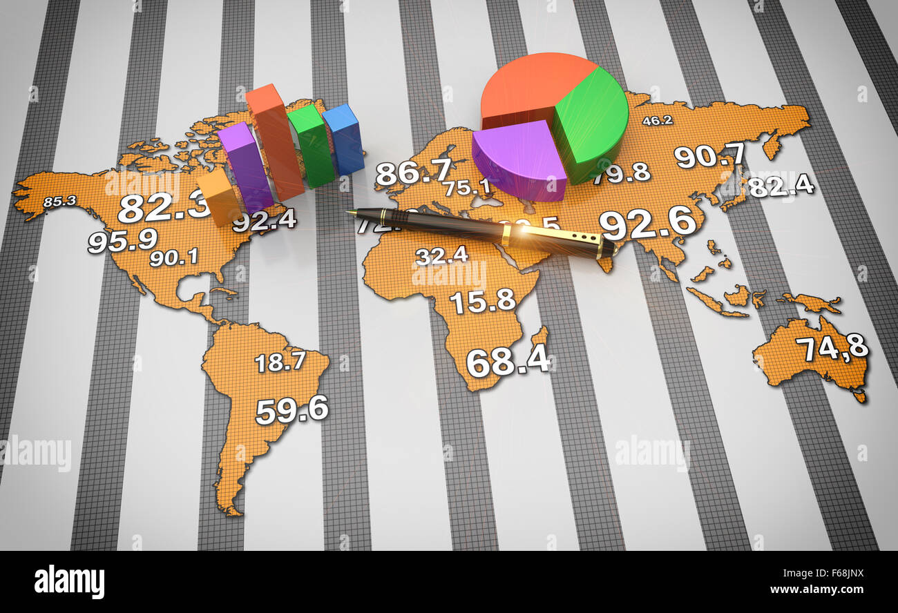 Globales Wachstum der Weltwirtschaft als Konzept Stockfoto