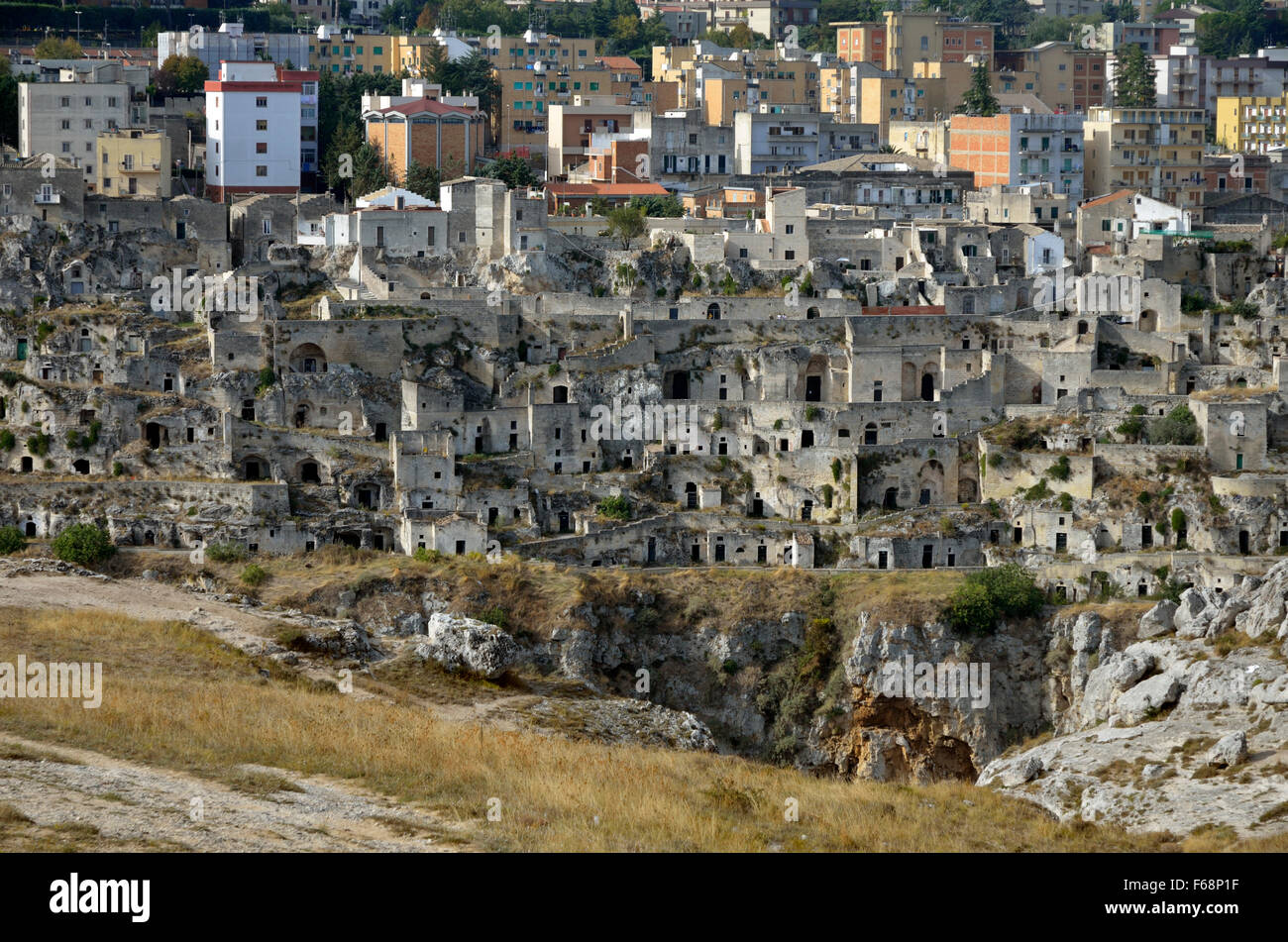 Höhlenwohnungen Sassi von Matera, Basilikata, Italien Stockfoto