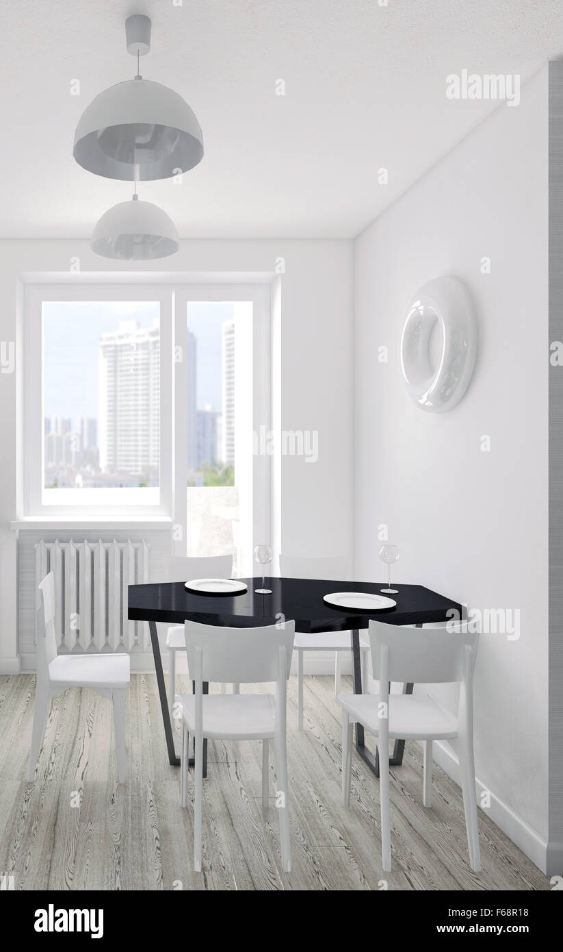 Modernes Interieur der Küche 3D Visualisierung Stockfoto