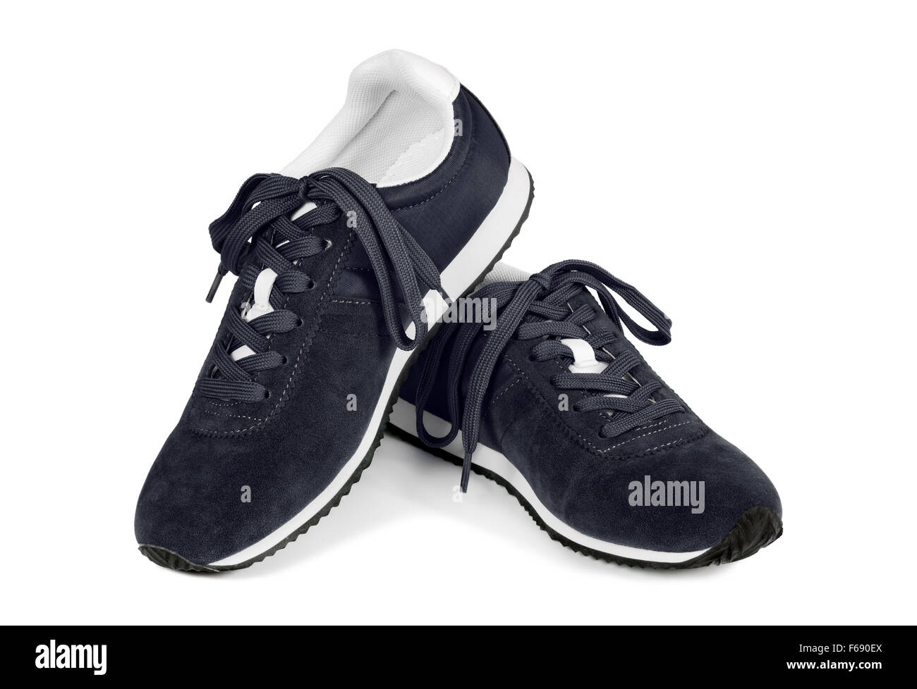 Schwarzen Laufschuhe isoliert auf weißem Hintergrund. Casual-Style Sneakers. Stockfoto