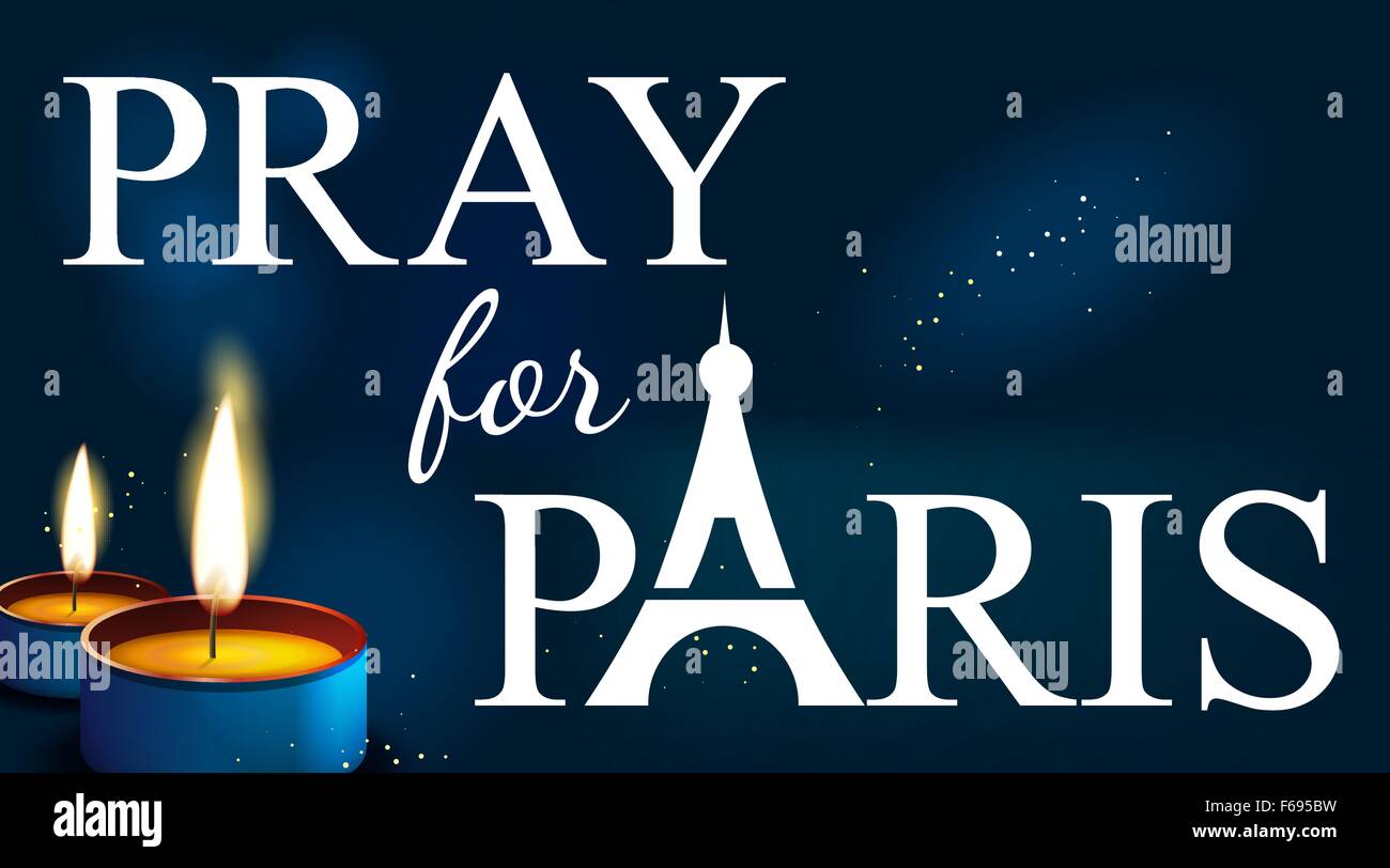 Betet für Paris, abstrakten Hintergrund Silhouette des Eiffelturms in Lichter und bokeh Stock Vektor