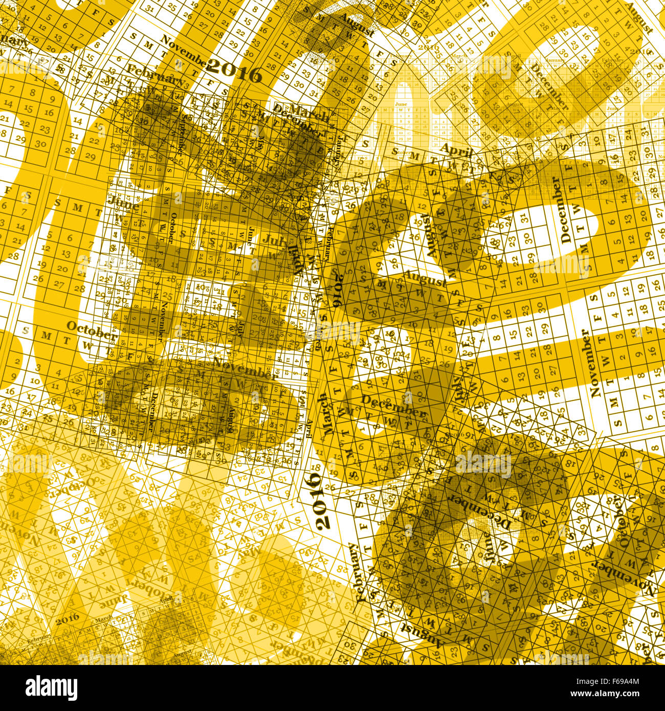 Zusammenfassung Hintergrund mit goldenen Farbton chaotischen Kalender Motive für Concept 2016 Stockfoto