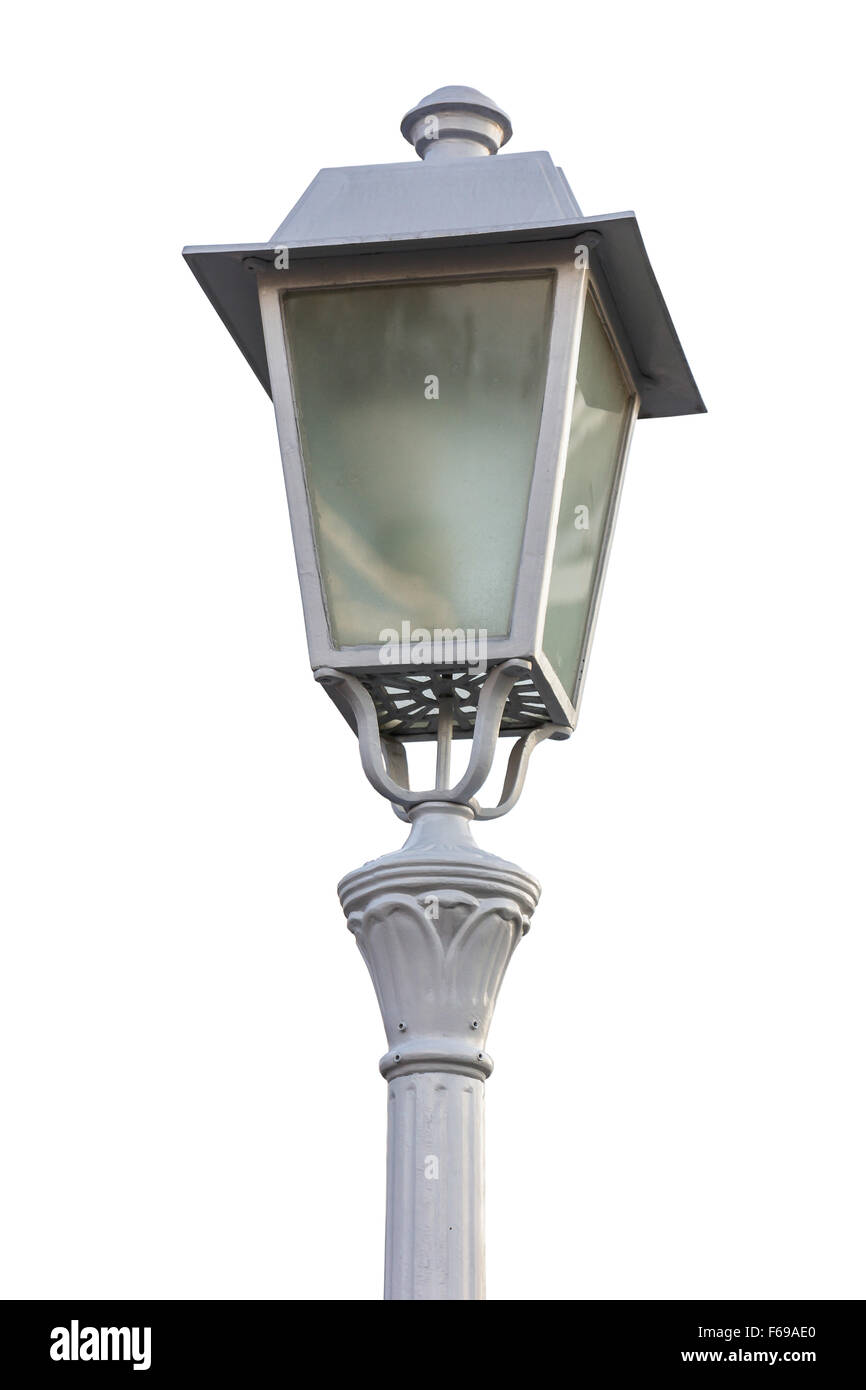 Vintage Straßenlaterne (Lampe) isoliert Stockfoto