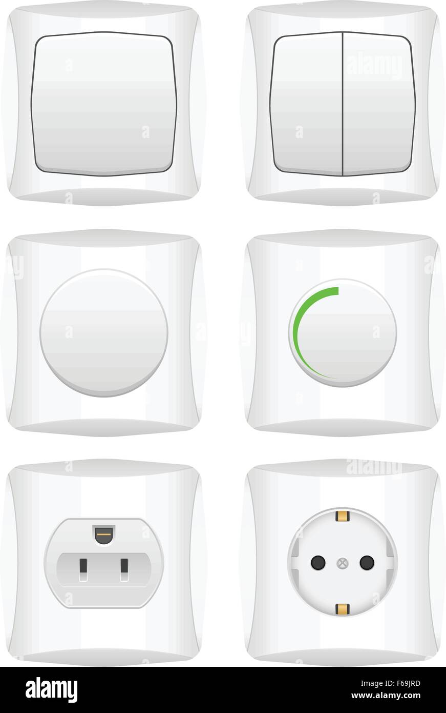 Elektrische Schalter auf einem weißen Hintergrund. Vektor-Illustration. Stock Vektor