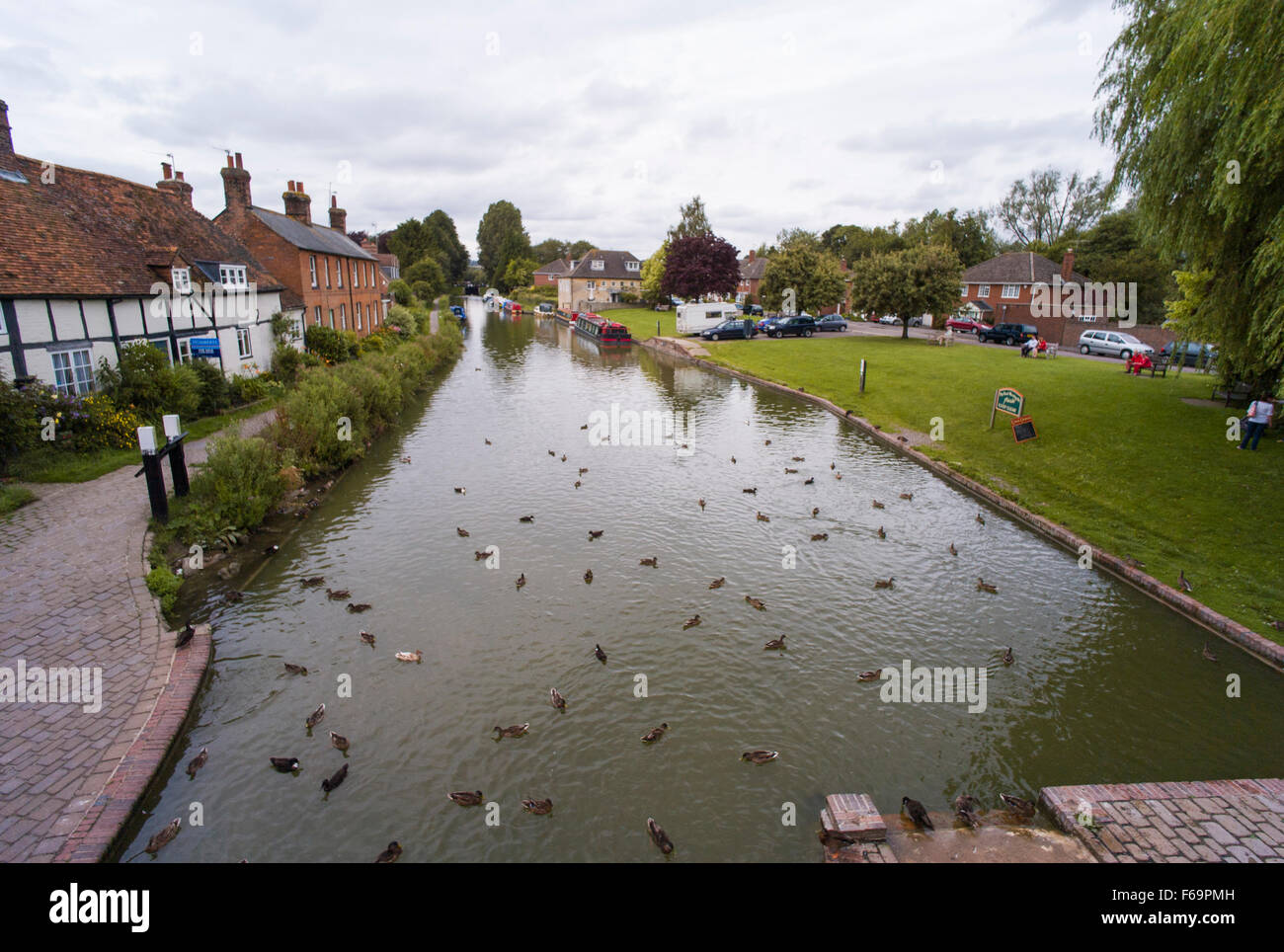 Enten auf dem Kennet und Avon Kanal bei Hungerford in Oxfordshire Stockfoto