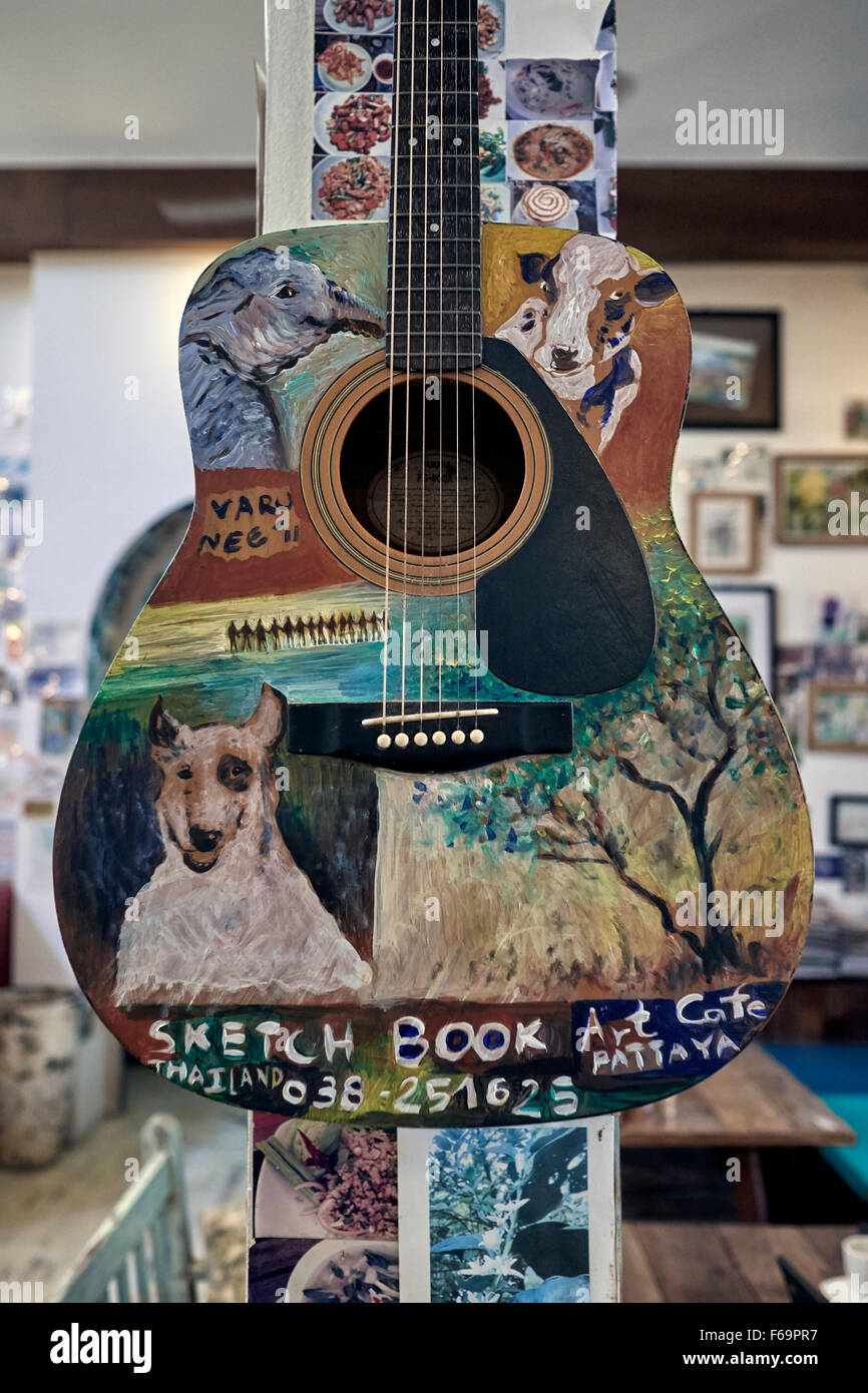 Kunstcafé Innenraum Pattaya Thailand S. E. Asien Stockfoto