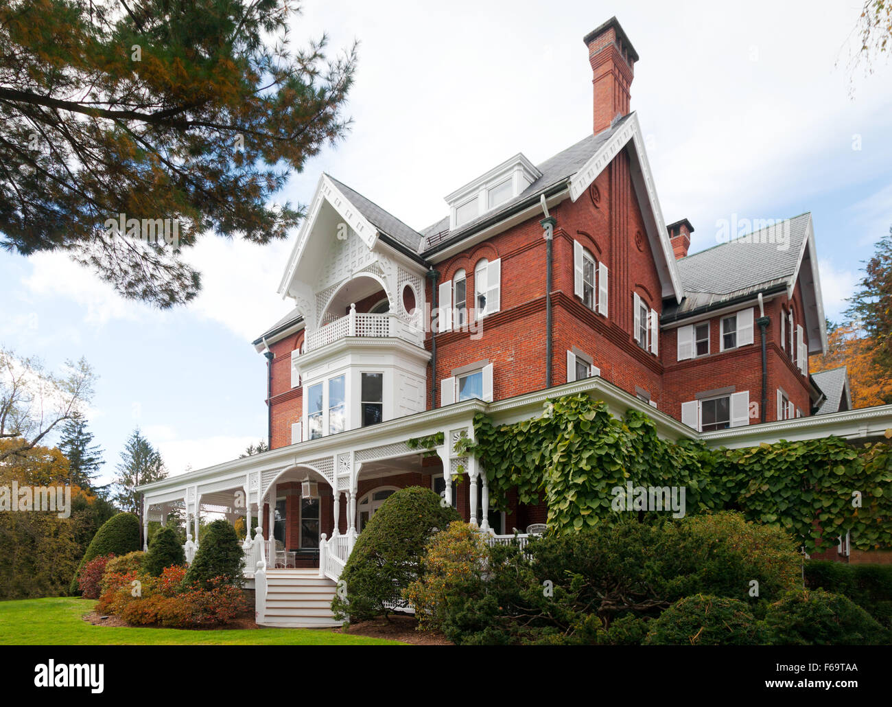 Rockefeller Mansion, Marsh Billings Rockefeller National Historic Park, Woodstock, Vermont, USA Stockfoto