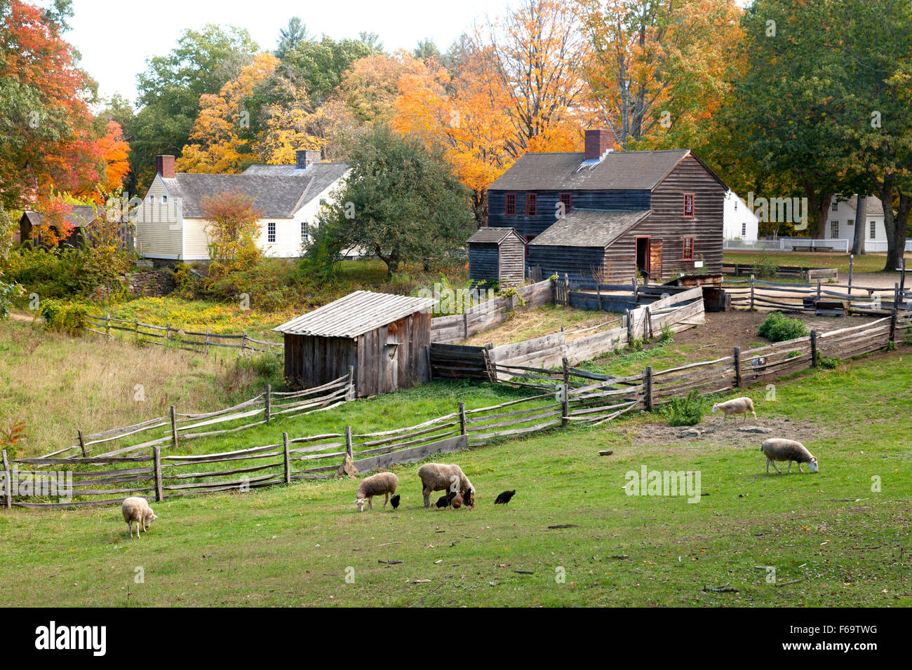 Ein Blick der alten Sturbridge lebendiges Museum des 19. Jahrhunderts (1800 s) lebendiges Museum, Massachusetts New England USA Stockfoto