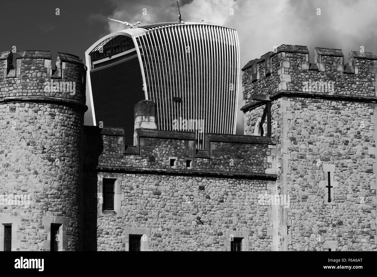 Außenansicht des Teil des The Tower of London in England. Stockfoto