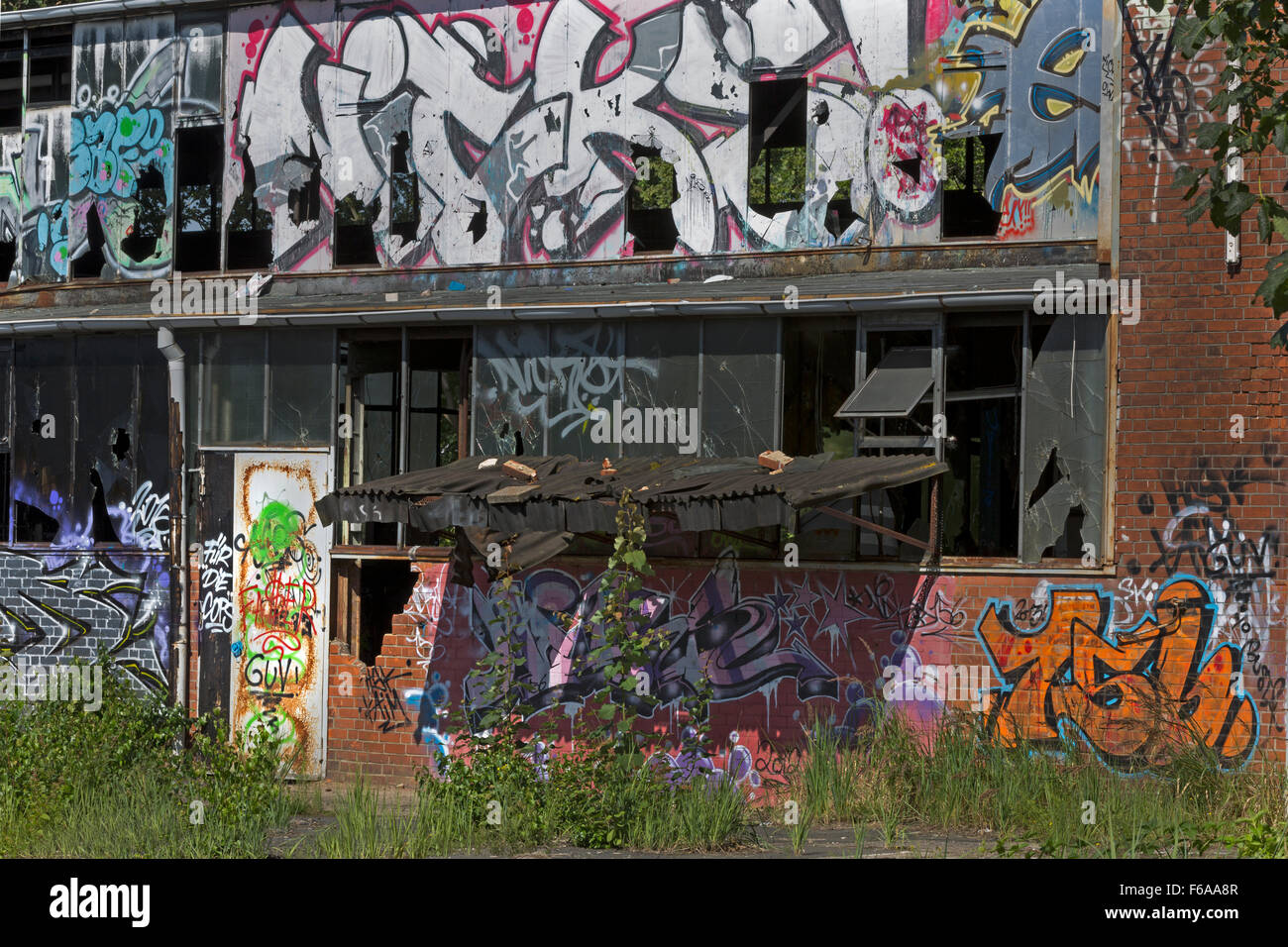 Mit Graffiti bemalten Wand, Schleswig Holstein, Deutschland Stockfoto